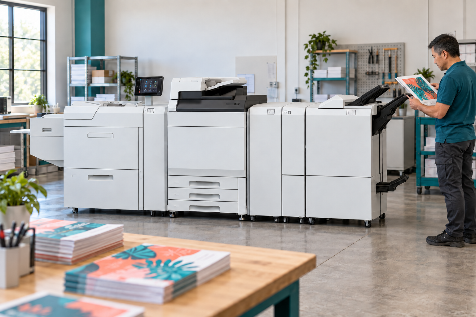 AI illustration of a digital production press and print inspection